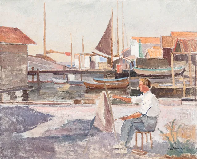 ELLIS WALLIN. "Målaren", olja på duk, signerad, daterad 1946 á tergo.