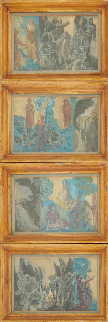 KRISTIAN LUNDSTEDT. 4 st, figurkompositioner, blandteknik, signerade.