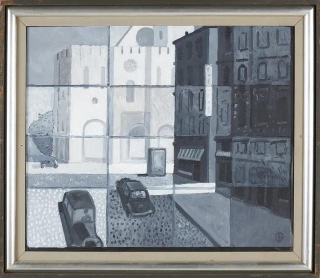 IVAN GRÜNEWALD (1911-1996). Motiv av stadsmiljö, olja på duk, signerad.