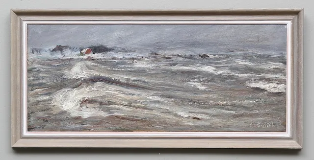 ERNST SMITH. Olja på pannå. Signerad E Smith.