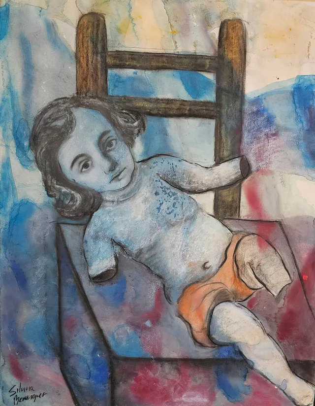 SILVINA BERENGUER. Muñeca. Técnica mixta sobre papel.