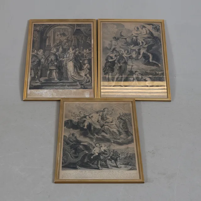 PETER PAUL RUBENS, efter, 3 st, etsningar, 17/1800-tal.