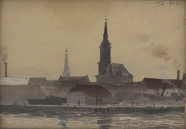 ALBERT THEODOR GELLERSTEDT. akvarell, "Christianshavn", monogramsignerad A.T.G, daterad 19/5-1885.