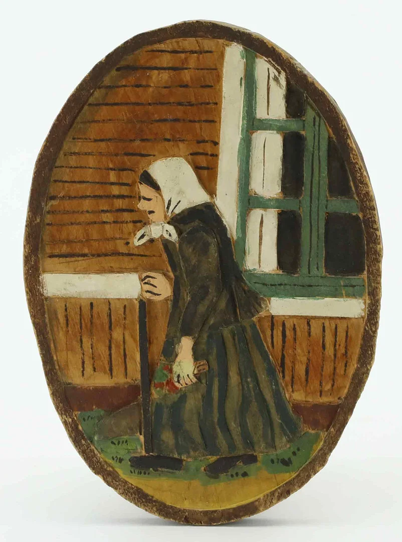 IDA MALM. TRÄRELIEF, Gumma, signerad atergo, Bergsjö, Hälsingland, 1900-talets mitt. — Other — Hälsinglands Auktionsverk