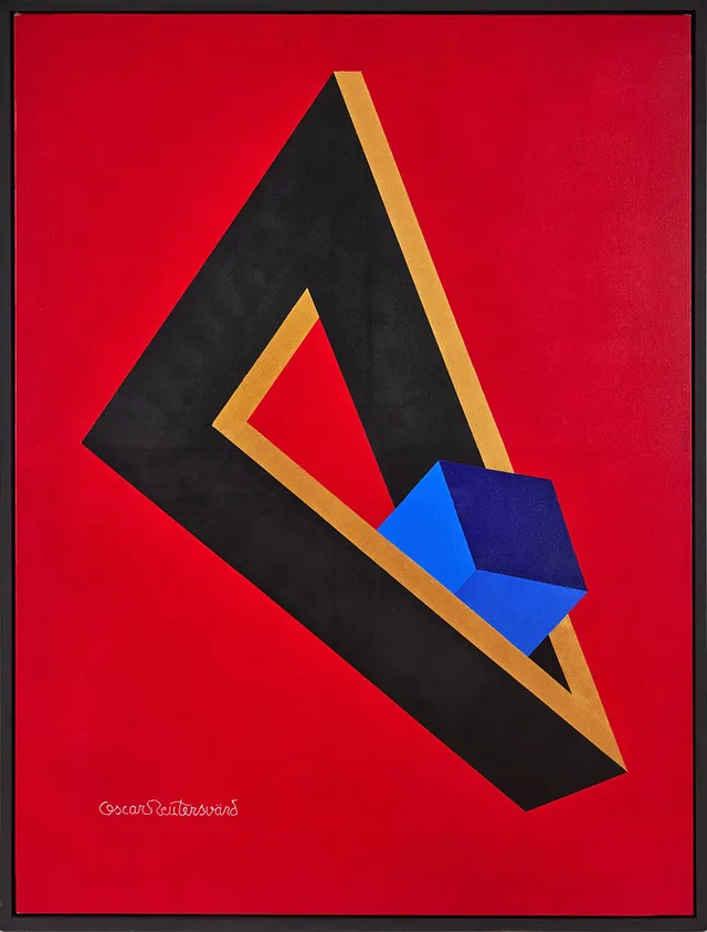 OSCAR REUTERSVÄRD. Geometrisk komposition, olja på duk, 160 x 120 cm.