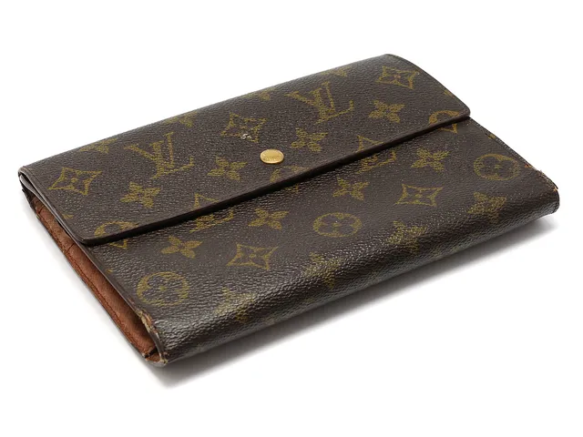 PLÅNBOK, LOUIS VUITTON monogram canvas 18x12 cm sedel/mynt/8 kontokortsfack visst slitage