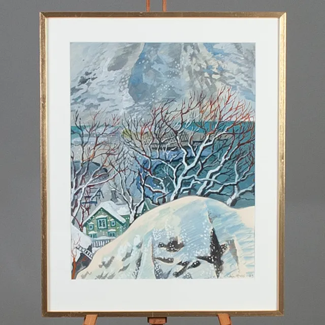 CARIN "CAJE" HUSS (1921-2007). Akvarell, "Utsikt Lofoten", signerad samt daterad -83.