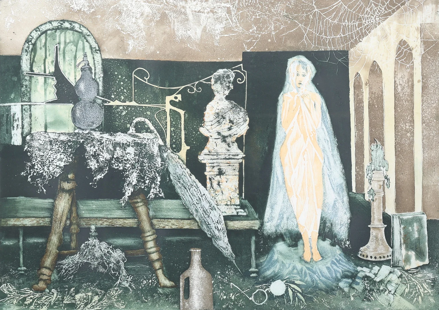 JOSEF SCHIBLI. Litografi, signerad, "Meditation", numrerad 17/50. — Engravings & Prints — Gomér & Andersson Jönköping