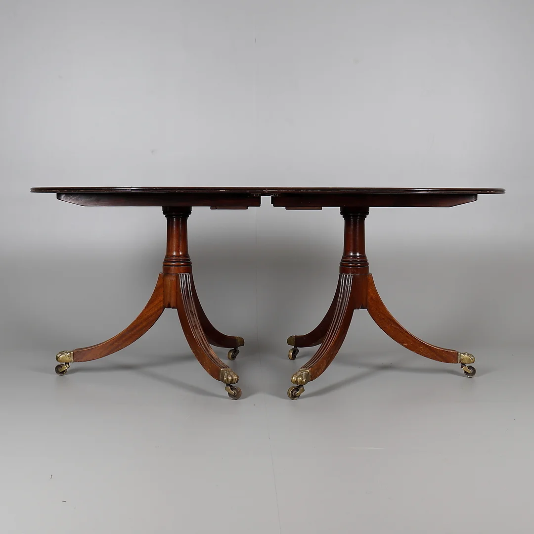A MAHOGANY TWIN PEDESTAL EXTENDING DINING TABLE IN GEORGE III STYLE. — Tables — Dreweatts Online