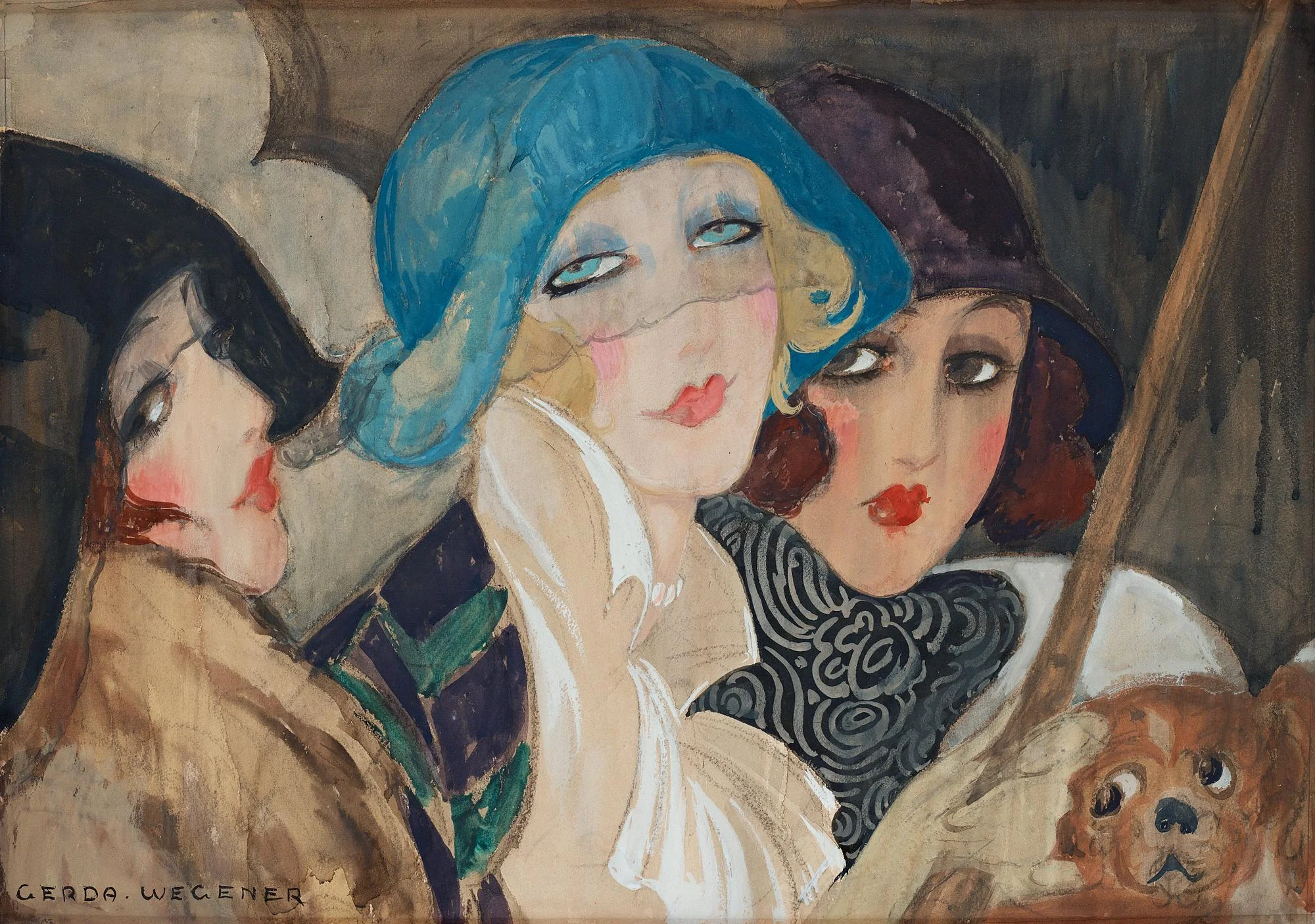 Gerda Wegener, Tre kvinnor under ett paraply. — Bukowskis