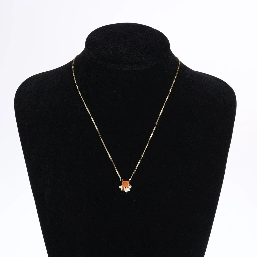 COLLIER, Förgyllt sterling silver, Karneol, Citrin, Cubic zirkoner. — Necklace — Garpenhus Auktioner