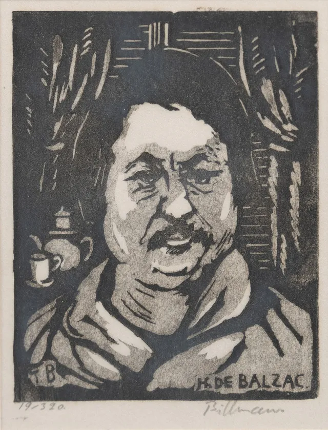 TORSTEN BILLMAN. "H. de Balzac", träsnitt, signerad, numrerad 19/320.