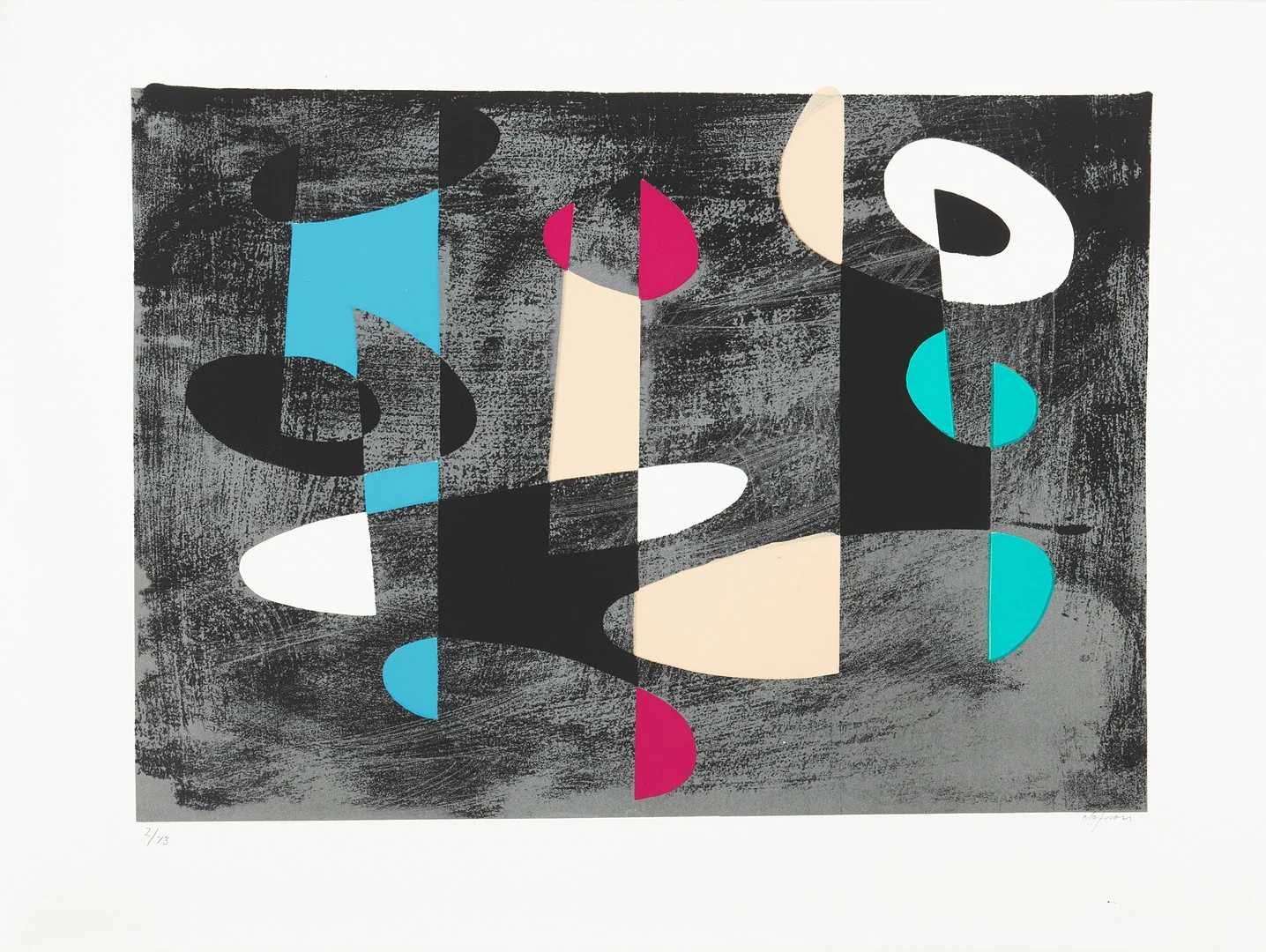 PIERRE OLOFSSON. Komposition, signerad och numrerad 2/43, färglitografi. — Engravings & Prints — Stockholms Auktionsverk Magasin 5