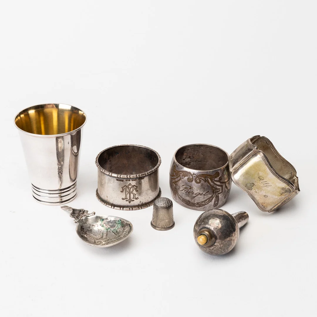 DIVERSE SILVER, 7 delar, bla GAB och CG Hallberg. — Silver — Auktionshuset Kolonn