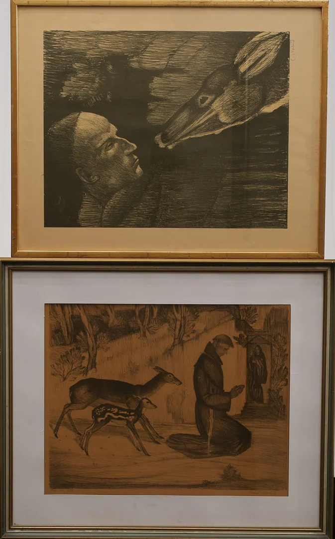 ERNST NORLIND. Litografier,"Franciskus och hjorten" samt "Bön", signerade. — Engravings & Prints — Limhamns Auktionsbyrå