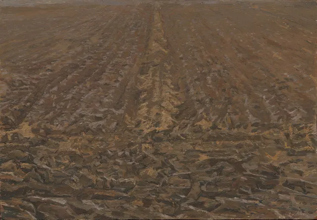 GERHARD NORDSTRÖM. "Oktoberåker", olja på pannå, signerad.