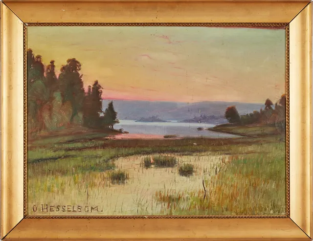 OTTO HESSELBOM (1848-1913). Skymningslandskap.