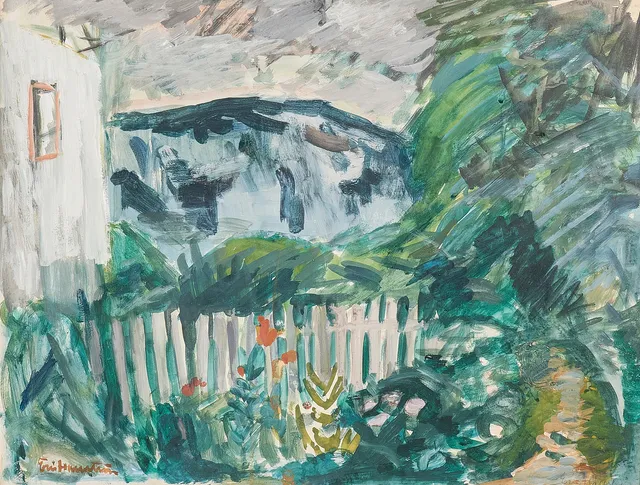 ERIC HALLSTRÖM. AKVARELL, Trädgård.
