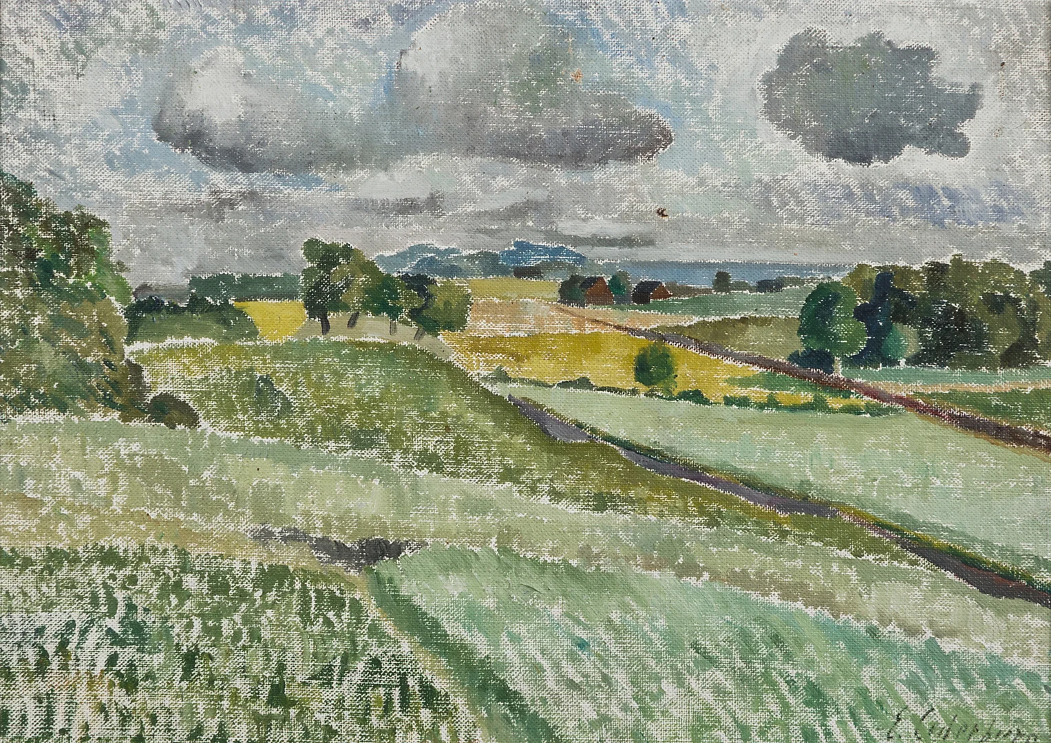 ERIC CEDERBERG. Landskap, olja på pannå, signerad E. Cederberg. — Paintings — Helsingborgs Auktionskammare