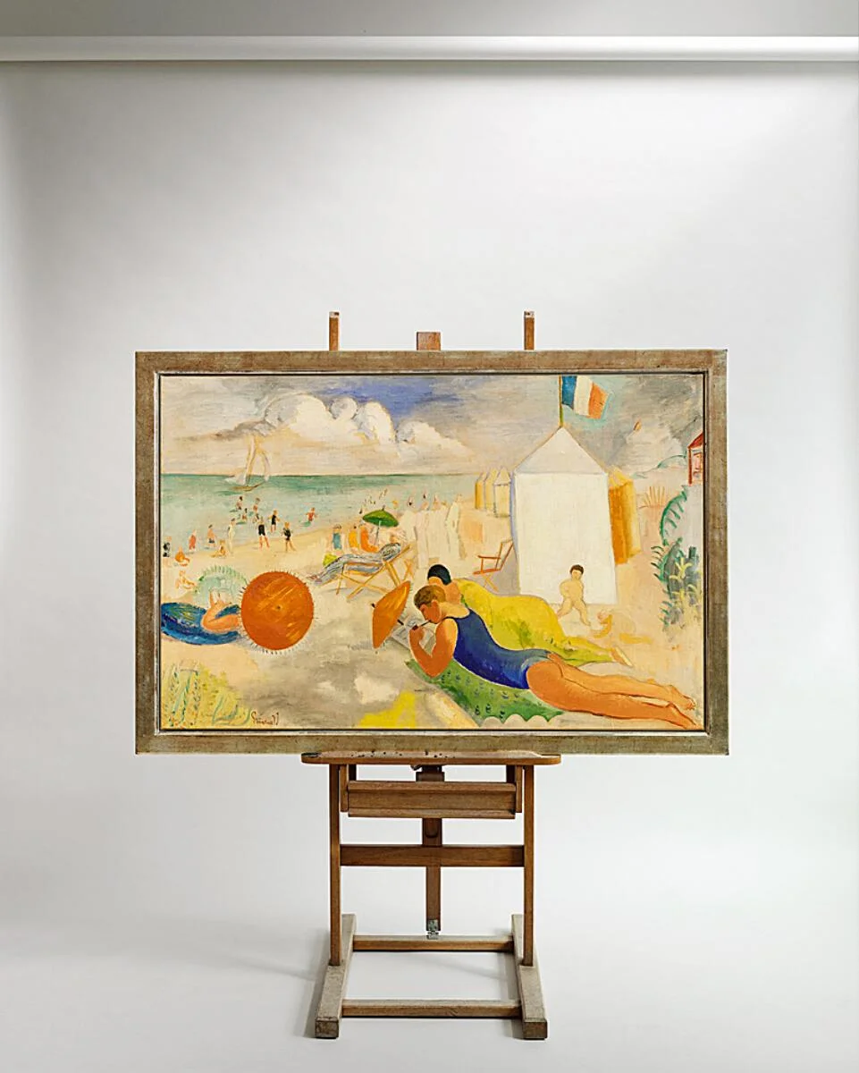 At the beach, c. 1917. Signed Grünewald. Oil on canvas. 86×130 cm. — Modern Paintings/Classical modernism — Bruun Rasmussen