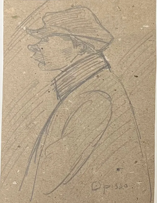 RICARD OPISSO. Rostro de perfil. Dibujo a lápiz sobre papel.