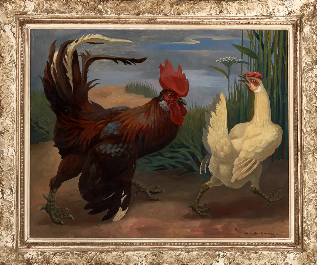 Borchgrevink, Ridley — Høne og hane, 1938 — Kunst/Maleri — Blomqvist