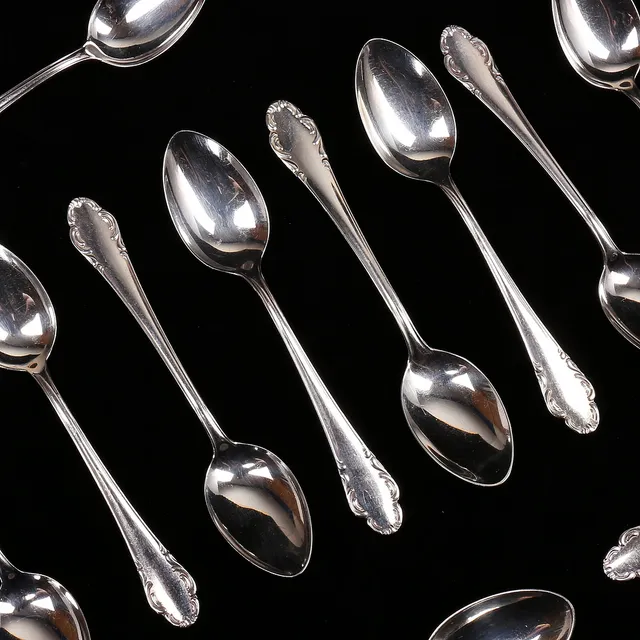 KAFFESKEDAR, 13 st, silver, "Haga", vikt 195 gram.