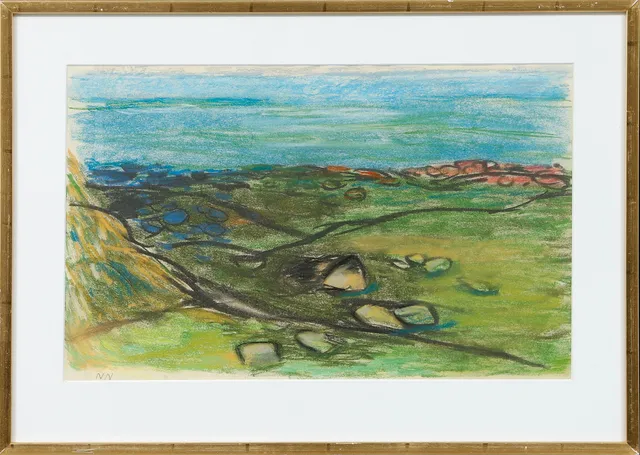 NILS NILSSON. Landskap, pastell, monogramsignerad.