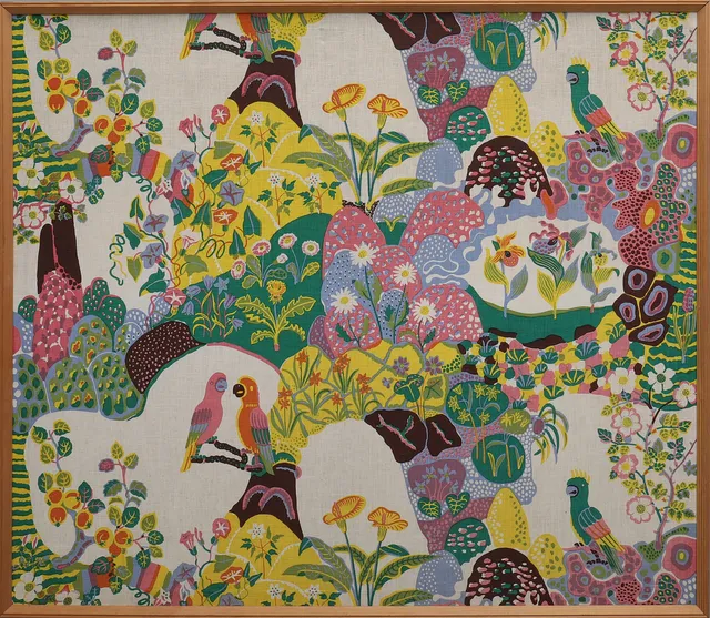 JOSEF FRANK. "HIMALAYA", textil uppspänd i ram.