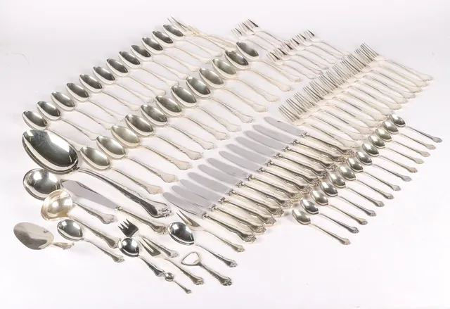 Carl M. Cohr. 'Riberhus' complete silverware dinnerware and serving pieces