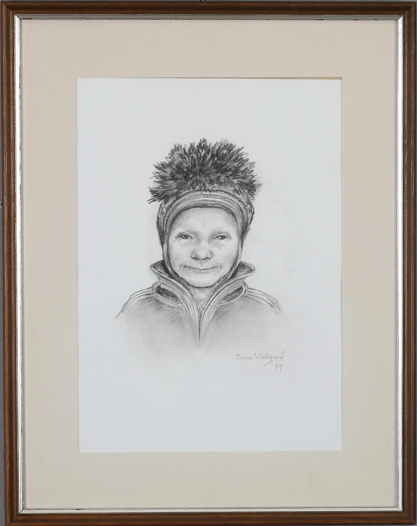 EINAR WALLQUIST. Samepojke, blyerts på papper, signerad och daterad 79. — Drawings — Stadsauktion Sundsvall