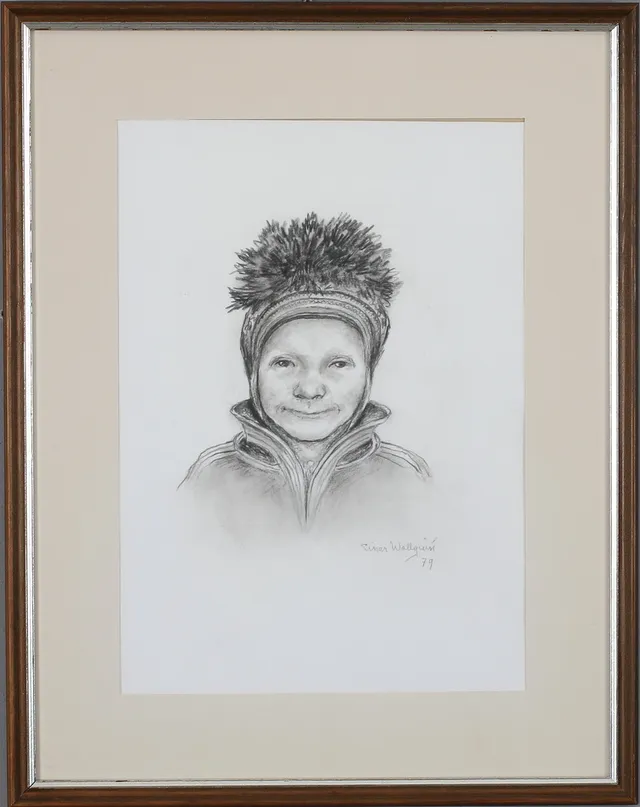 EINAR WALLQUIST. Samepojke, blyerts på papper, signerad och daterad 79.