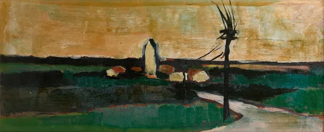 AXEL ERIKSSON (1923-2010), "Hejnum", signerad, olja på pannå.