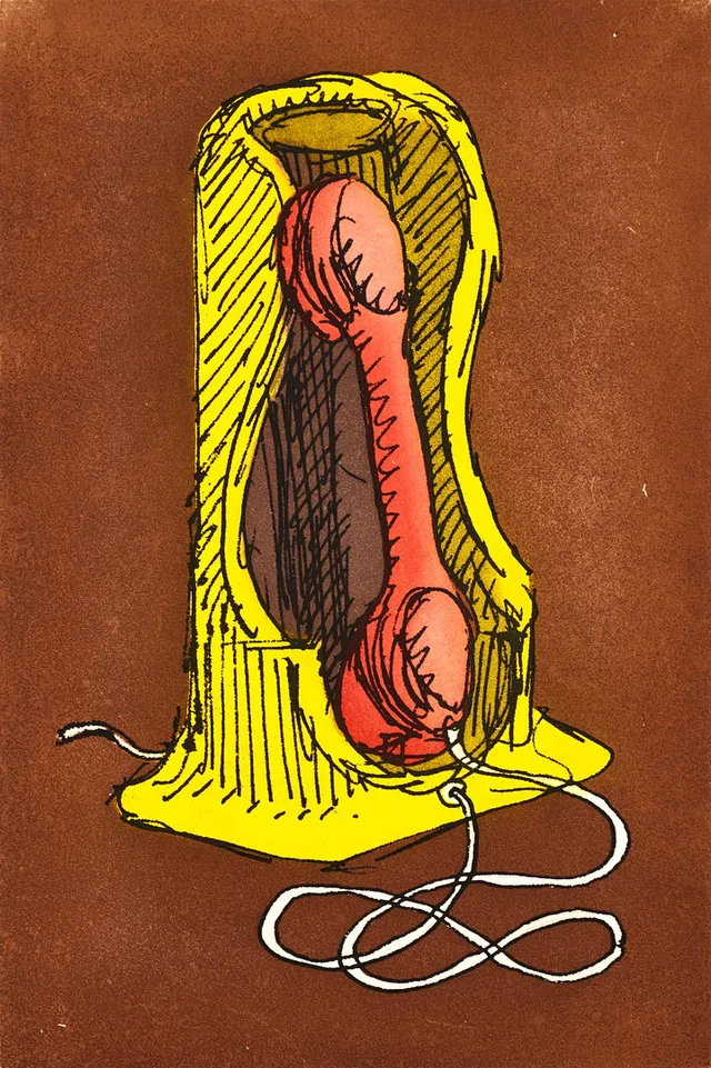 MAN RAY (USA, 1890-1976). Telephone, signerad och numrerad 32/100, färgetsning.