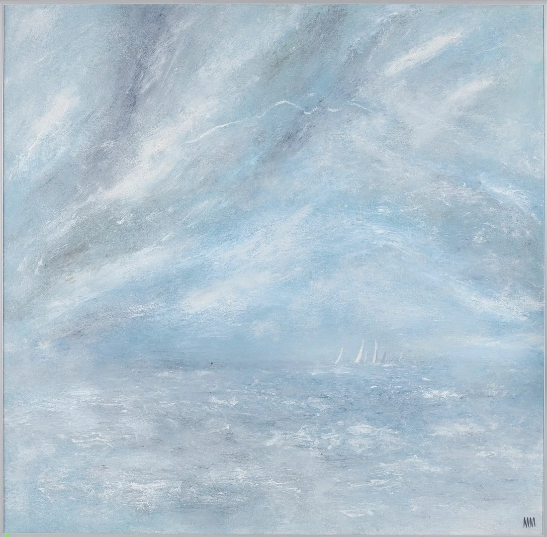 MAUNO MARKKULA (1905-1959). Havsmotiv med segelbåtar i horisonten, olja på duk uppfodrad på pannå, monogramsignerad MM. — Paintings — Stockholms Auktionsverk Sickla