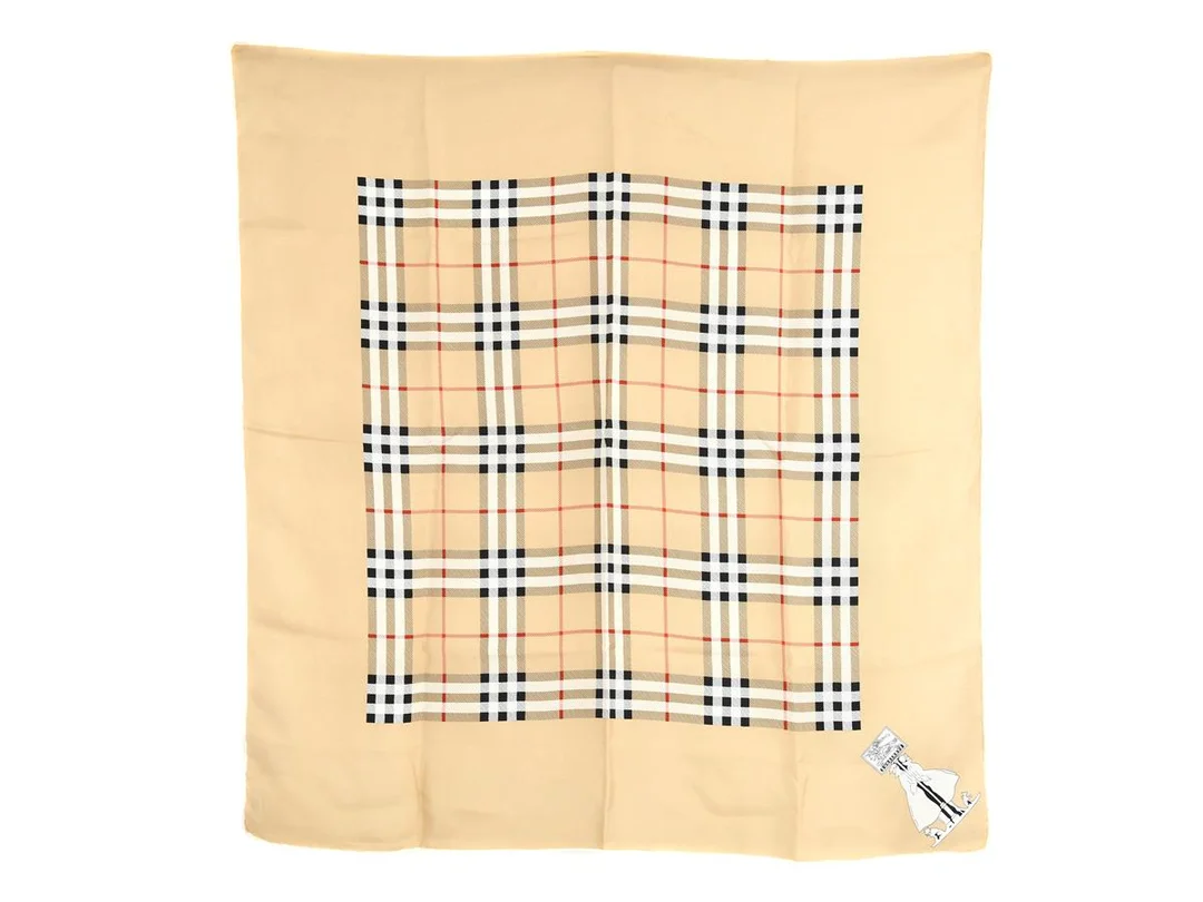 SCARF, BURBERRY, 100 % siden, 74x76 cm, rutig, beige, svart, vit, röd. — Accessoarer/Scarves — Kaplans