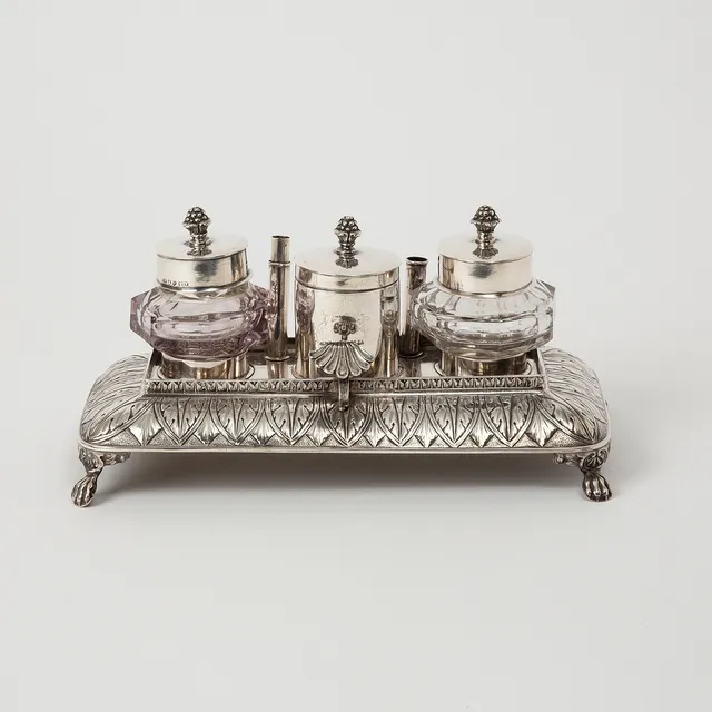 GUSTAF THEODOR FOLCKER. Skrivställ, silver, Sverige, 1844.