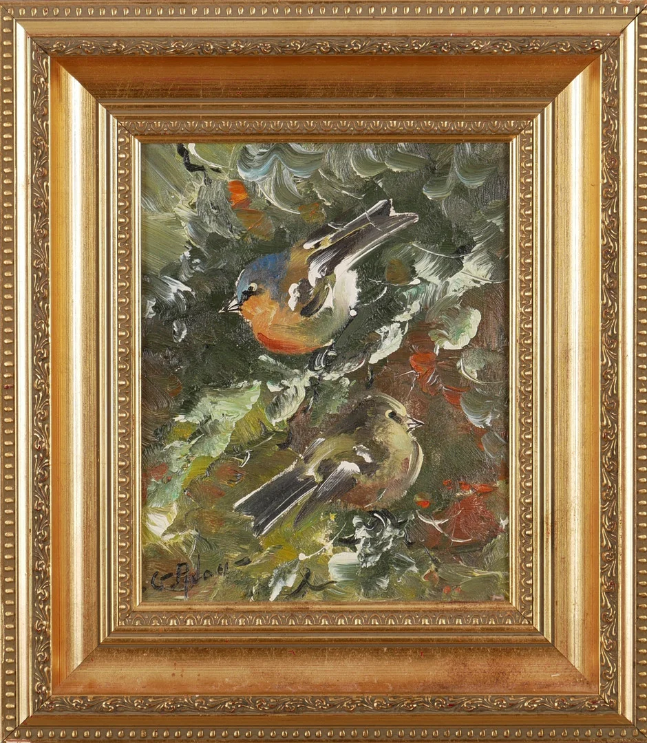 GUSTAV ADON. "Bofink", olja på duk, signerad G Adon. — Paintings — Auktionsfirma Kenneth Svensson i Kalmar