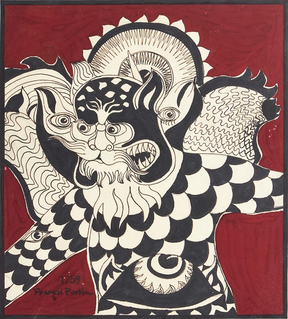 FRANCOIS PIERRE PORTIN. Odjur, signerad och daterad Francois Portin 1959, blandteknik. — Paintings — Crafoord Auktioner Stockholm