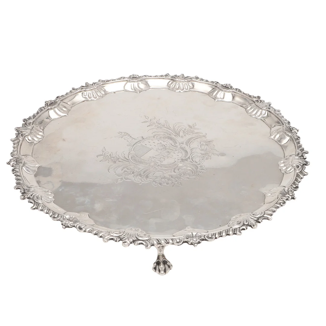 A GEORGE III SILVER SALVER. — Silver — Lawrences Auctioneers