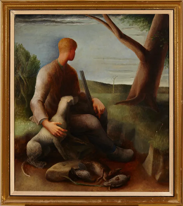 Borchgrevink, Ridley — Hvilende jeger og hans hund, 1927