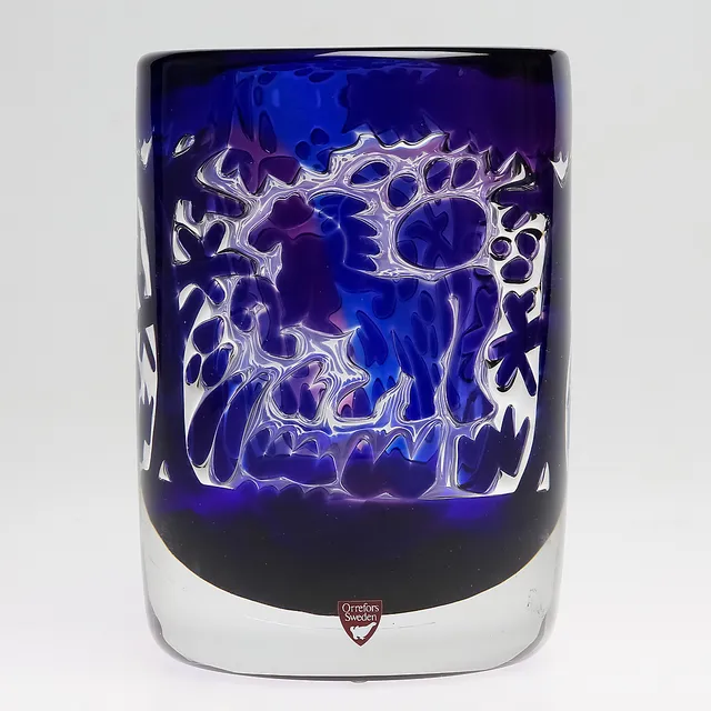 OLLE ALBERIUS. Vas, glas, ariel, Orrefors, signerad.