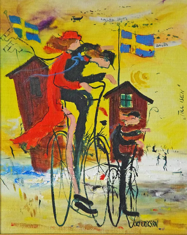 ULF ERIKSSON. "Till isen", olja på duk, signerad -97.