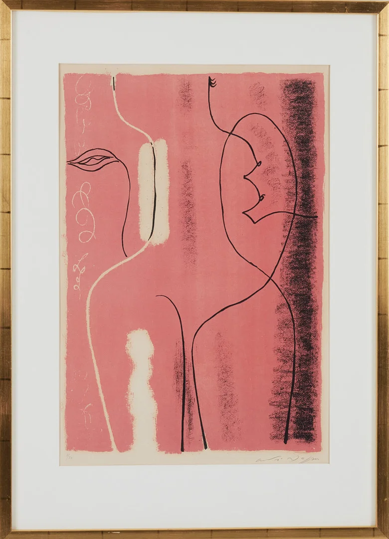 ANDRÉ MASSON. "Nu rouge", färglitografi, 1950. — Engravings & Prints — Stockholms Auktionsverk Magasin 5