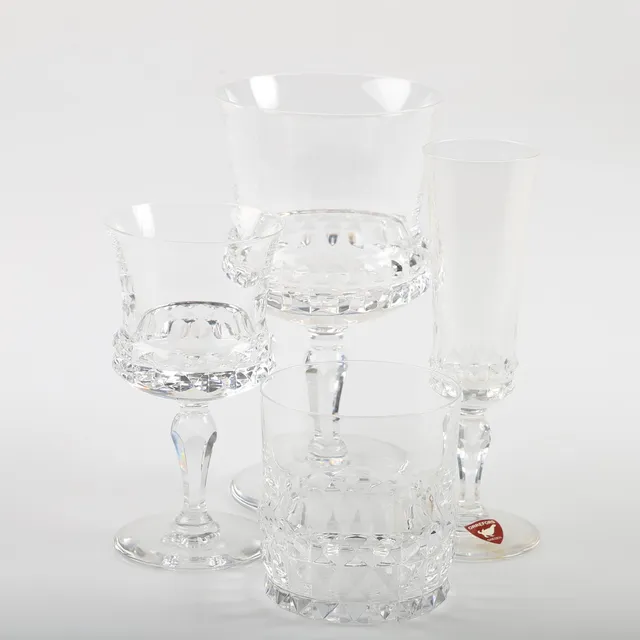 INGEBORG LUNDIN. Glasservis, 50 delar, "Silvia", Orrefors.