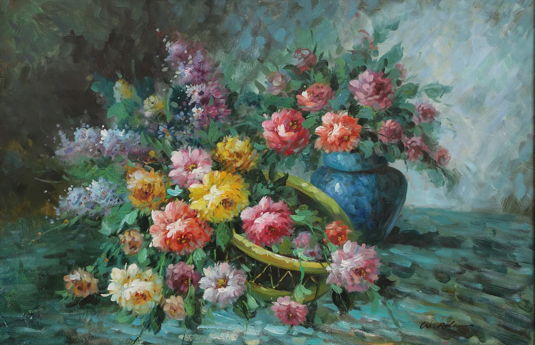 WALTER ADAMS. Olja på duk, blomsterstilleben, signerad. — Paintings — Ekenbergs Auktioner