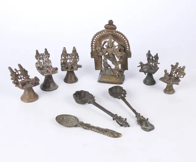 A collection of Indian bronzes, 19th century or earlier (8)