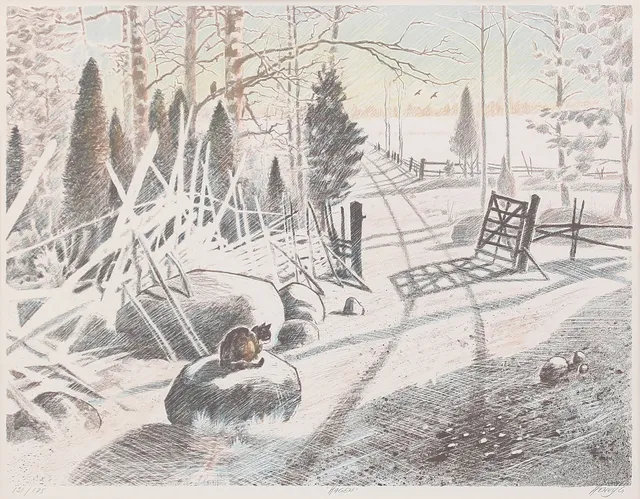 HENRY GUSTAFSSON. "Hagen". Färglitografi, signerad och numrerad 131/175.