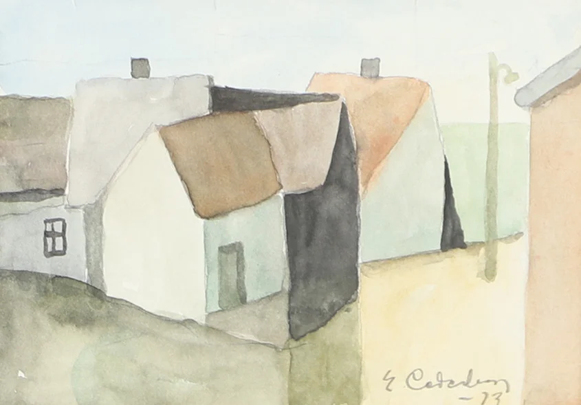 ERIC CEDERBERG. Hus, akvarell, signerad E. Cederberg. — Paintings — Helsingborgs Auktionskammare
