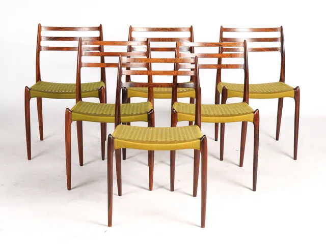 N. O. Møller. Set of six rosewood dining chairs, model 78 (6)